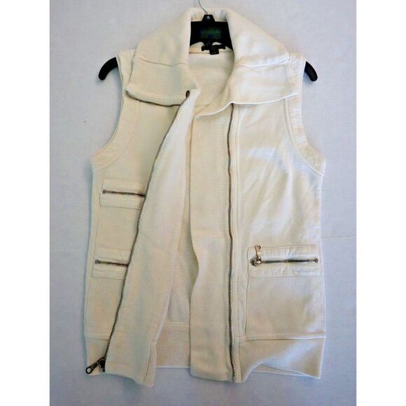Citizens of Humanity 860-069 Women's Sz Small Beige 100% Cotton Full Zip Vest - Picture 6 of 6